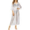 LA LEELA Women's Beach Casual Summer Vacation Beachwear Bathing Suit Loose Beach Dress Relaxed Parties Cover Up - 2 of 4