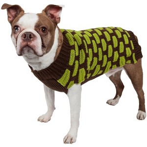 Pet Life (R) Fashion Weaved Heavy Knit Designer Ribbed Turtle Neck Dog Sweater - 1 of 4
