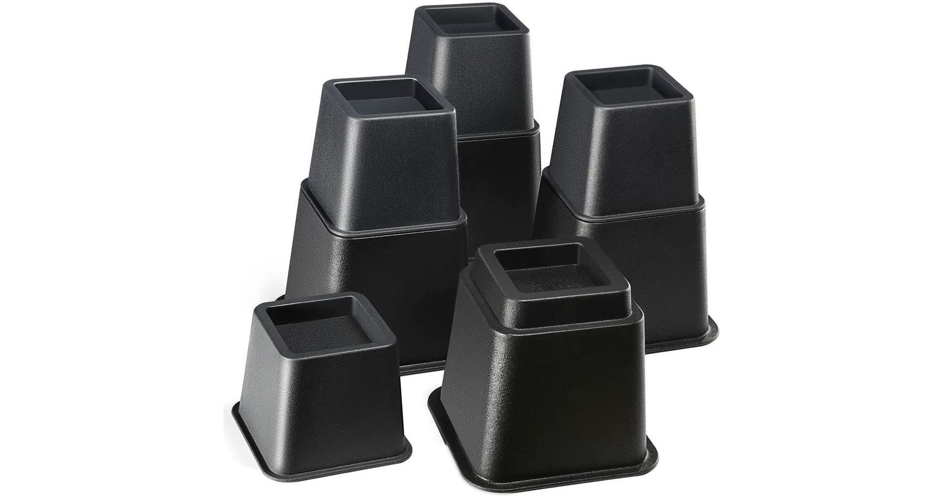 Adjustable Bed Risers - Heavy Duty Furniture Riser Set of 4 in Heights of 8, 5, or 3 Inches for Table risers, Bed Frame Risers in Black – Homeitusa