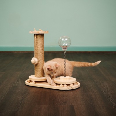 Natural Beige Sisal and Wood Cat Activity Center