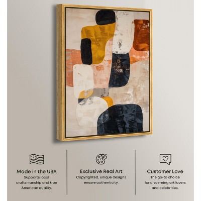 Large Abstract Canvas Wall Art with Gold Frame