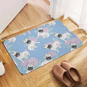 Cute French Bulldog Bathroom Rugs Winter Bath Mat Absorbent Non Slip Bathroom Mat Christmas Soft Floor Carpet 16x20 Inches - 1 of 1