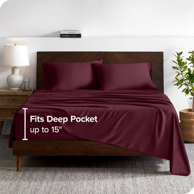 Twin XL Burgundy Bamboo Rayon Deep Pocket Sheet Set