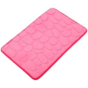 Unique Bargains Bathroom Rugs Polyester Bath Mat Machine Washable Rose Red Cobblestone Pattern 23.62"x15.75" - 1 of 4