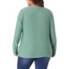 Agnes Orinda Women's Plus Size Long Sleeve Hollow Out V Neck Blouse - 4 of 4