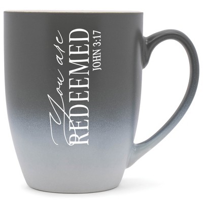 Elanze Designs You Are Redeemed John 3:17 Two Toned Ombre Matte Grey and White 12 ounce Ceramic Stoneware Coffee Cup Mug