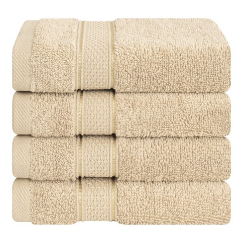 American Soft Linen Salem 4 Pack Washcloth Set, 100% Cotton Washcloth Hand  Face Towels For Bathroom And Kitchen, Sand Taupe : Target