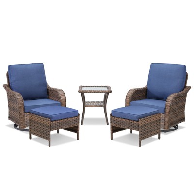 Buenhomino Patio Wicker Chairs Swivel Rocker Outdoor Rocking Chairs Set