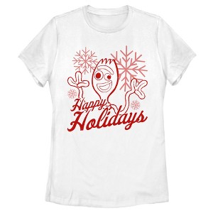 Women's Toy Story Forky Happy Holidays T-Shirt - 1 of 4