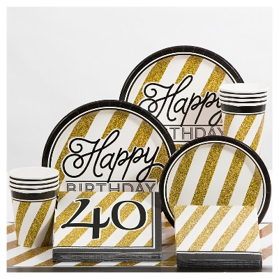 Black And Gold 40th Birthday Party Supplies Collection Target