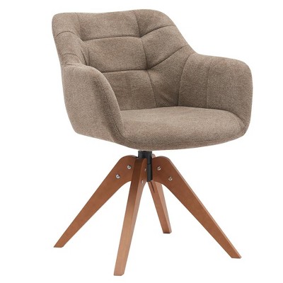 Suede Black Modern Swivel Office Accent Arm Chair with Oak Wood Legs for Small Space