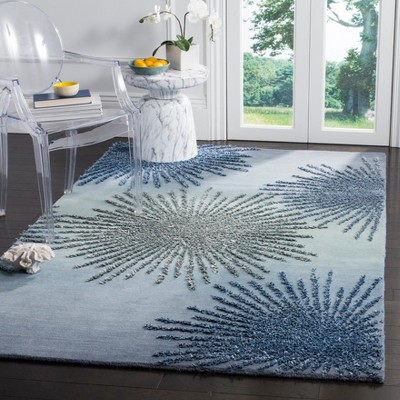 Denim Blue 6' x 9' Tufted Wool and Viscose Area Rug
