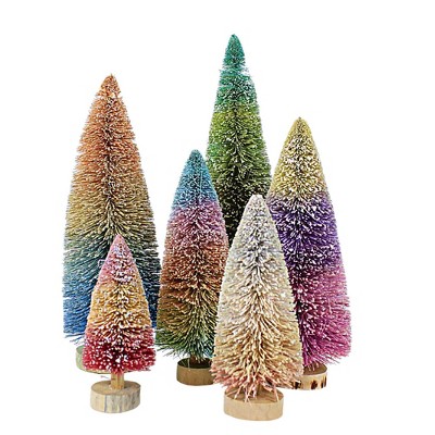 Cody Foster Glittered Frost Bottle Brush Trees - 6 Bottle Brush Trees ...