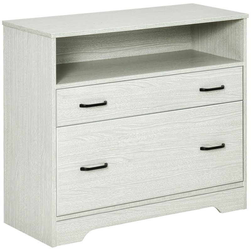 Vinsetto Lateral File Cabinet with Shelf, Office Storage Cabinet with 2 Drawers, Fits Letter Sized Papers, Gray, 1 of 7