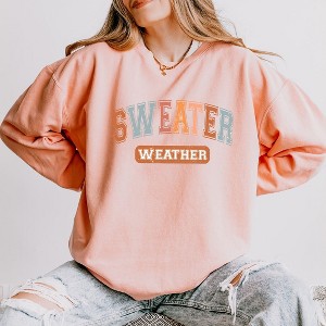 Simply Sage Market Women's Lightweight Garment Dyed Graphic Sweatshirt Varsity Sweater Weather - 1 of 3