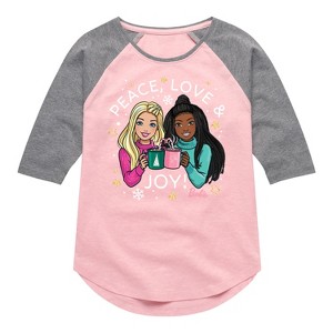 Girls' - Barbie - Holidays & Christmas Shirt Tail Raglan Graphic T-shirt - 1 of 3