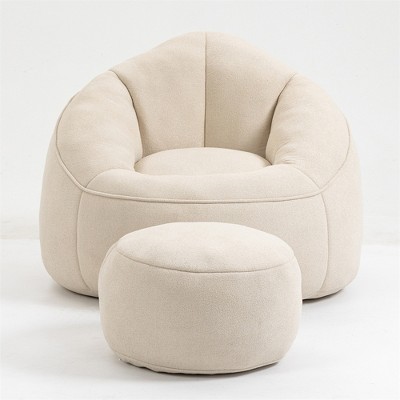 OUTSUPPLY Premium Foam Bean Bag Chair with Footrest, Lounge Chair for Living Room, Bedroom