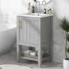 ChicFurnit Bathroom Storage Cabinets Bathroom Floor Storage Cabinet Functional Bathroom Cabinet with Drawer for Bathroom, Gray, 20"*15.6"*33.9" - 2 of 4