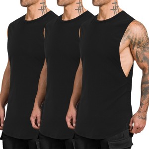 Men's Muscle Tank Tops 3-Pack, Quick Dry, Moisture-Wicking, Lightweight, Breathable Gym Workout Shirts, Sleeveless Fitness t-Shirts - 1 of 4