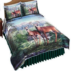 Collections Etc Deer Mountain Scene Printed Quilt - 1 of 2