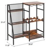 Versatile Liquor Stand, Freestanding Wine Rack, Bar Table for Whiskey, 3-Tier Bottle Display Shelf with Glass Holder and Fences for Home, Black Friday - 2 of 4