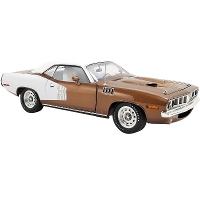 1971 Plymouth Barracuda Tahitian Walnut Metallic and White with White Vinyl Top Limited Edition 1/18 Diecast Model Car by ACME