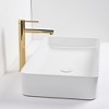 Aquaterior Rectangle Ceramic Vessel Sink with Bathroom Single Handle Faucet Drain Combo White + Gold - 4 of 4