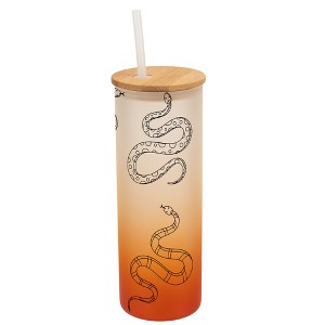 Elanze Designs Toscano Slithering Snakes Reptile Animal Wrap-Around Design 25 Ounce Frosted Gradient Glass On-The-Go Coffee Travel Skinny Tumbler Mug - 1 of 1
