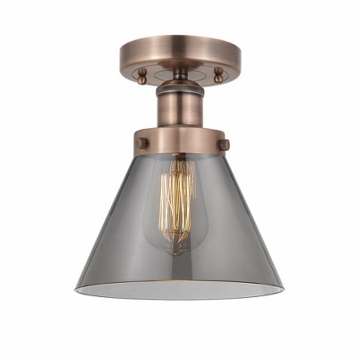 Cone - 1 Light Semi-Flush Mount In Industrial Style-9.75 Inches Tall and 7.75 Inches Wide
