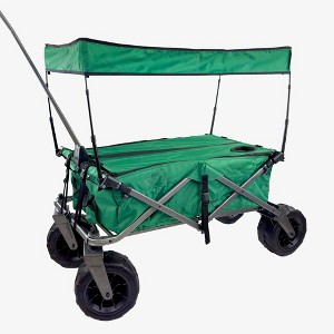 HOMLUX Push or Pull Folding Stroller Wagon with Canopy, 360° Wheels, 150lbs Capacity - 1 of 4