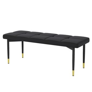 FONTOI 47"*16" Shoe Bench with Gold Accents for Bedroom,Fitting Room, Storage Room, Dining Room, Black, 16"*18"*47" - 1 of 4