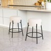 Shearling Fabric Counter Stool 24.2"H, Ivory & Black Finish With Powder-Coated Steel Frame (Set of 2) by Zuo Modern - 2 of 4