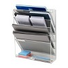 Mind Reader 5-Tier Vertical File Storage, Desktop Organizer, Wall Mount, Office, Metal Mesh, 12.75"L x 4"W x 16"H, White - 3 of 4