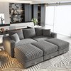 82.7'' Plush Corduroy Upholstered Convertible Sectional Sofas with Movable Ottomans, Deep Seat and Convertible Lounge Chair for Modern Living Room - 2 of 4