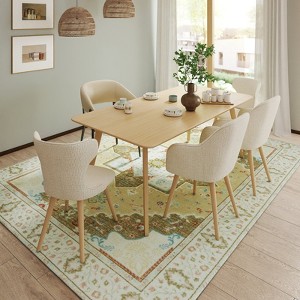 5x7ft Vintage Floral Washable Area Rug, Non-Slip Low Pile Polyester Carpet for Living Room & Bedroom - 1 of 4