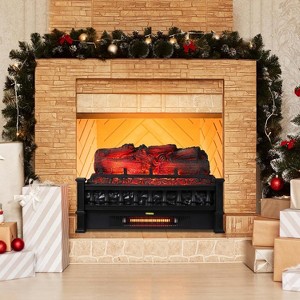Acekool 20" Electric Fireplace Insert - Realistic LED Flame & 1500W Heater for Indoor Rooms, Faux Log Design - 1 of 4