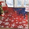 Washable Modern Snowflake Xmas Rug Non Slip Rug Soft Stain Resistant Rug Foldable Low Pile Carpet for Bedroom Living Room,Red Blue/5'x7' - 3 of 4