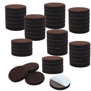 Unique Bargains Round Self-Stick Non-Slip Anti-Scratch Floor Protector Furniture Felt Pads Dark Brown 50 Pcs - 1 of 4