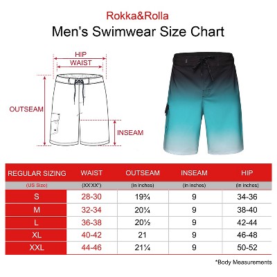 Rokka&Rolla Men's 9" Half Elastic Waist Board Swim Shorts -Ocean Gradient , size Large — фото 2