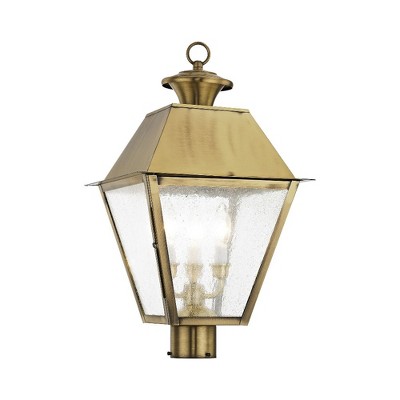 Livex Lighting Mansfield 3 - Light Post Light in  Antique Brass