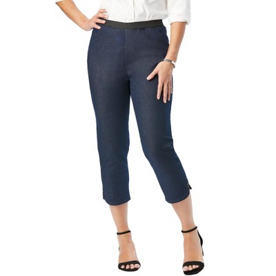 Jessica London Women's Plus Size Curved Hem Crop Stretch Jeans Capri ...
