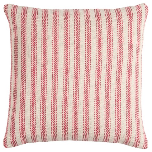 20 x 20 Red & White Thick & Thin Stripe Outdoor Throw Pillow