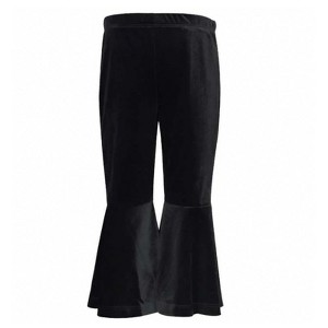Mi Amore Gigi Black Velvet Bell Bottom Pants - 1 of 2