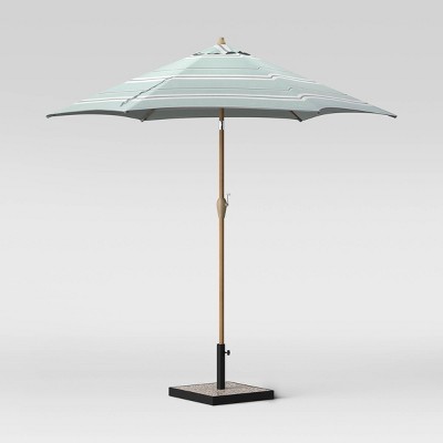 9' Round Patio Umbrella DuraSeason Fabric™ Aqua - Light Wood Pole - Threshold™