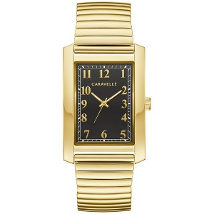 Caravelle designed by Bulova Men's Classic Dress 3-Hand Quartz Expansion Band Watch, Rectangle Case, Curved Mineral Crystal - 1 of 4