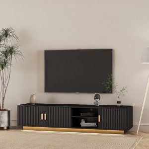 KTMBDW Modern TV Stand for 65 Inch TV, Entertainment Center, TV Console with 3 Cabinets, Media Console with Storage & Cord Holes for Living Room,Black - 1 of 4