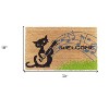 HomeRoots 18" X 30" Brown and Black Coir Cat Welcome Outdoor Door Mat - 3 of 4