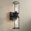 Possini Euro Design Modern Wall Light Sconce Matte Black Hardwired 19 1/2" 2-Light Fixture Clear Glass Shades for Bedroom Bathroom - 2 of 4