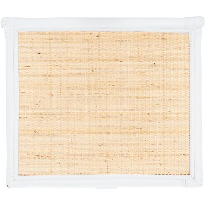 White and Natural Rattan 1-Drawer Nightstand