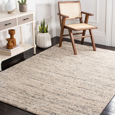 Ivory and Dark Grey Abstract Square Synthetic Area Rug